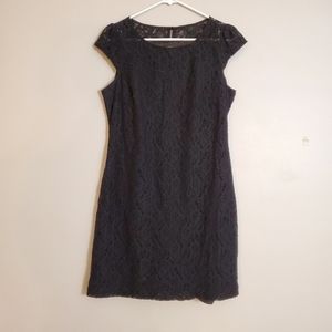 Jacob womens dress medium black lace floral sleeveless lined sheath